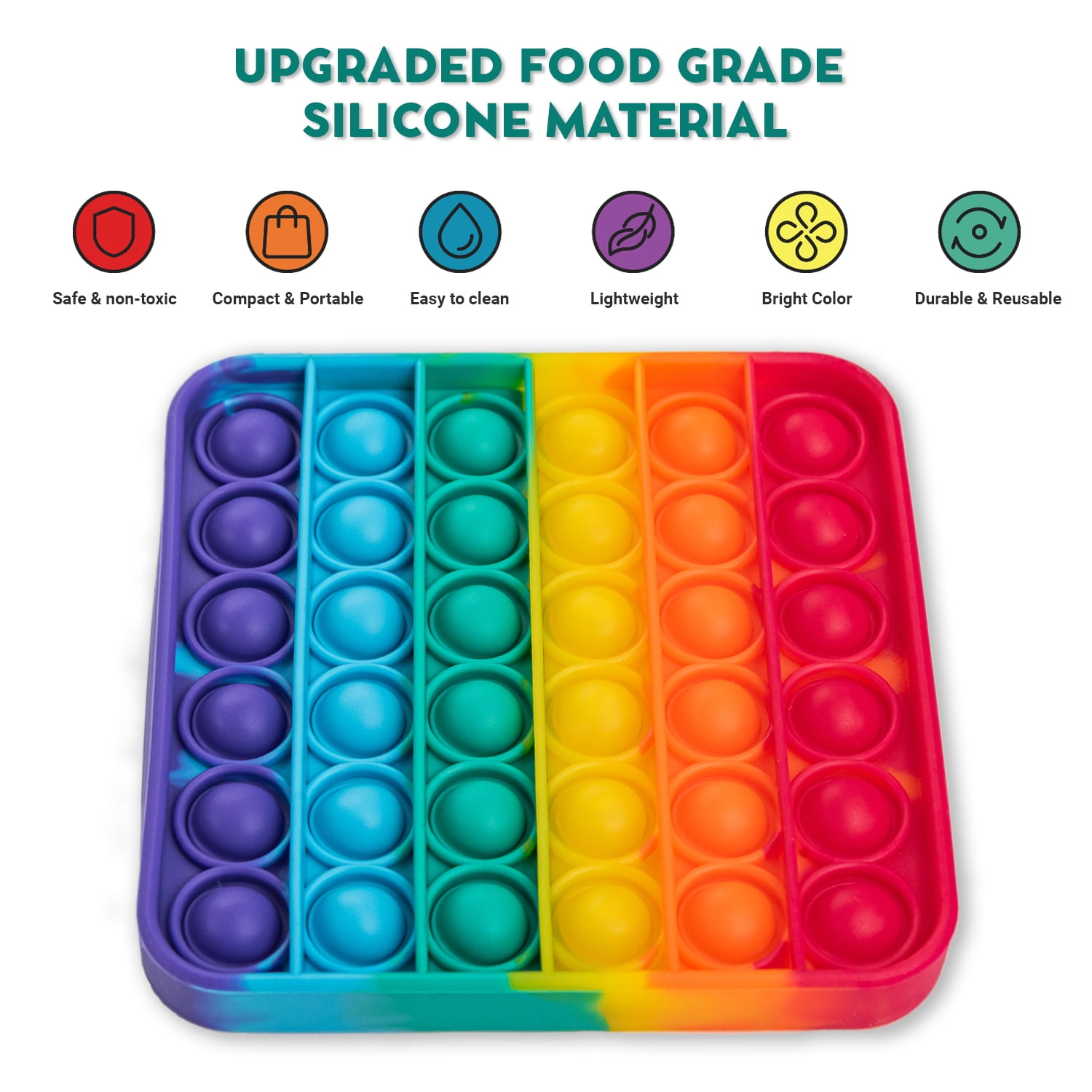 Fidget Game Rainbow Pop Bubble Sensory Mats 4-Pack – Stress Relief Toys for Kids, Toddlers, Boys, Girls & Adults