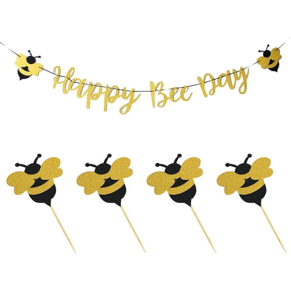 Bee Party Decorations Kit Paper Birthday Party Hanging Decoration Banner Happy Bee Day Banner for Honey Birthday Party Baby Shower 1st Birthday Decor Yellow DIY