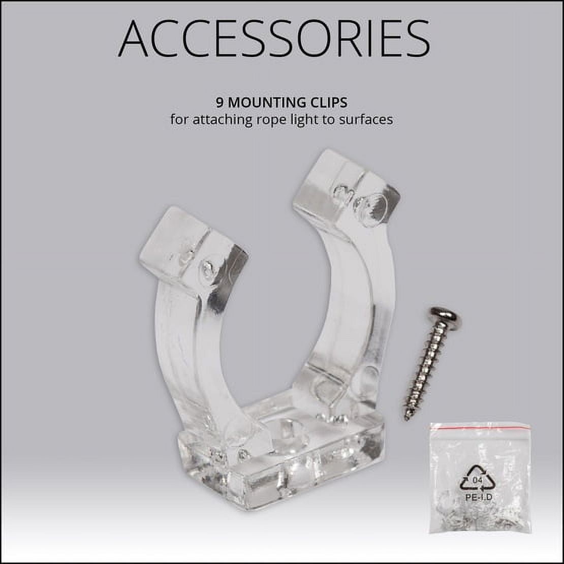 18 ft. LED Red Rope Light Kit, 216 Lights, Ready-to-Install Connectable Christmas Tube Light, Indoor-Outdoor Holiday Decorative Lighting, Mounting Clips Included