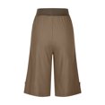 thumbnail image 5 of QATAINLAV Linen Bermuda Shorts for Women, Womens Bermuda High Rise Shorts Cotton Linen Knee Length Drawstring Shorts Casual Solid Color Going Out Shorts, Bermudas Para Mujer, Brown, 4XL, 5 of 7