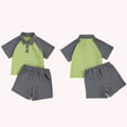 thumbnail image 6 of HAOYNU Baby Kids Toddler Short Sleeved T-Shirt Sets 2Pcs for Boys Summer Outfits Pullover Lapel Tees Top + Short Pants Infant T-Shirt and Shorts Set 2-Piece Clothes for 12M-6 Years, 6 of 8