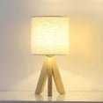 thumbnail image 1 of Modern Table Lamp Night Light Linen Shade Wood Base For Office Bedside Table, 1 of 5