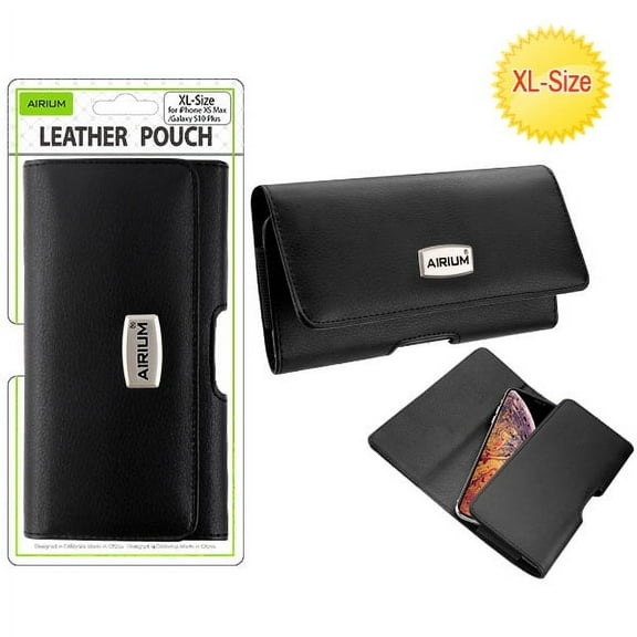 Universal CellPhone Pouch Holster Horizontal Leather Belt Clip Pouch Hybrid Carrying Case For Extra Large Size Phone Fit Apple iPhone, Samsung Galaxy, LG, Motorola, Google, Alcatel, Coolpad - BLACK