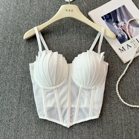 Sexy Camisole Female Spaghetti Strap Folds Solid Color Backless Tank Top Women with Built in Bra Outwear Camis Summer Dropship