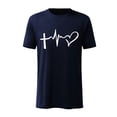 thumbnail image 1 of DPTALR Valentine's Day Casual Short-sleeved Solid Color Love Cardiogram Printed T-shirt, 1 of 5