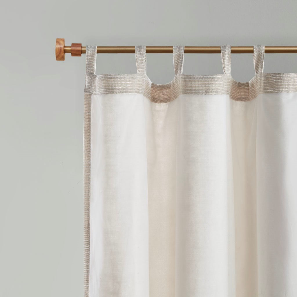 MAYEERTY Faux Linen Curtain Panel - Tab Top, Fleece Lined, Single