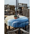 thumbnail image 2 of Outdoor Tablecloth with Umbrella Hole for Patio/Picnic/Party/Camping, Navy Blue Ombre Beach Waterproof Table Cloth Round Cover Washable, Summer Ocean Coastal Gradient Waves (Dia 60"), 2 of 8