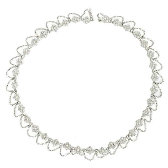 1 Yard Pearl Flower Rhinestone Chain Pearl Rhinestone Applique Embellishment for Belt Bags Shoes
