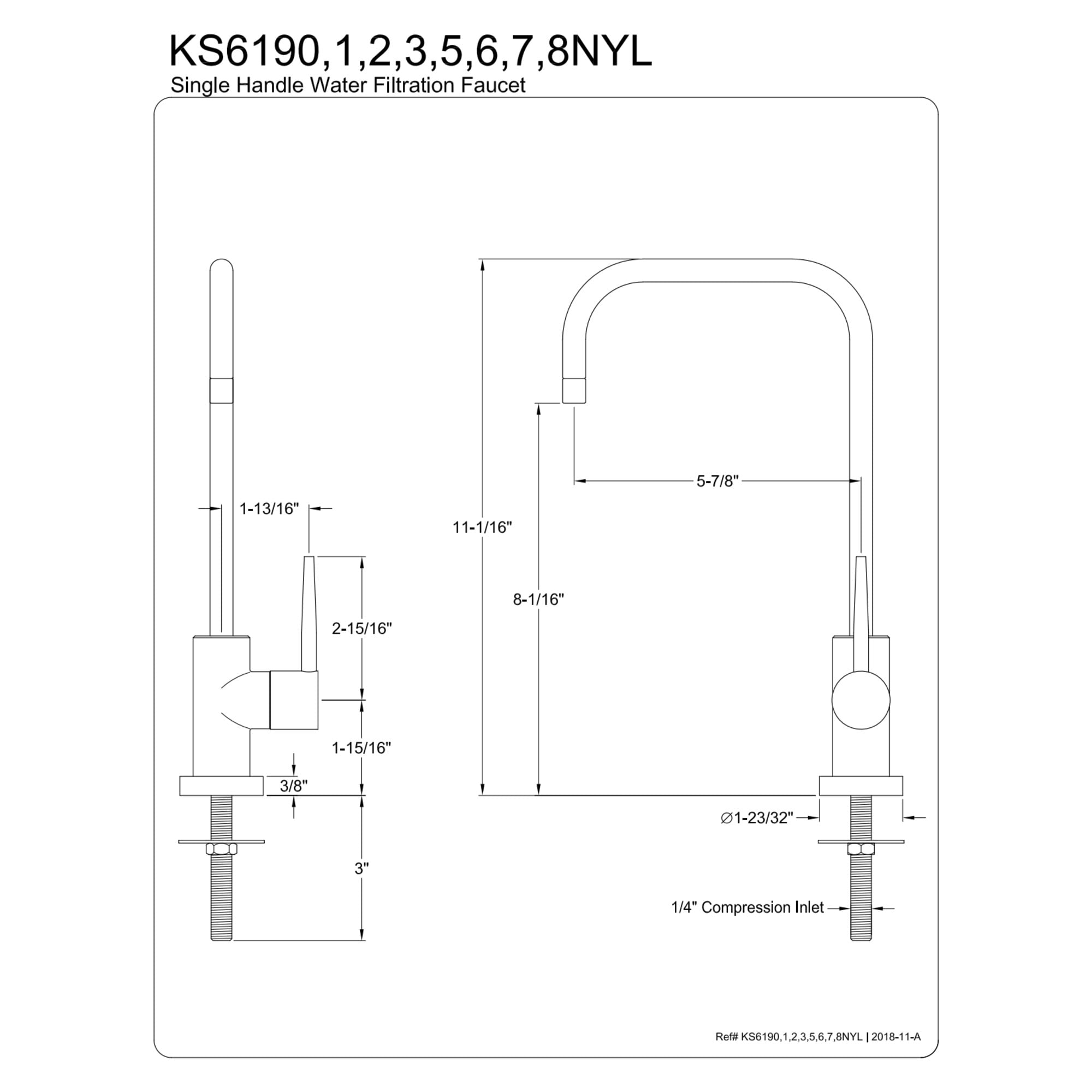 Kingston Brass KS6191NYL New York Single-Handle 1-Hole Deck Mount Water Filtration Faucet in Polished Chrome