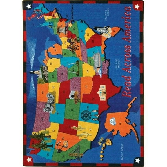 Read Across America 7 ft.8 in. x 10 ft.9 in.  WearOn Nylon Machine Tufted- Cut Pile Educational Rug