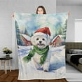thumbnail image 3 of Hello Winter Maltese Frosty Morning Walk Welcome Snowy Christmas Cozy Fleece Blanket Maltese Dog Lover Gifts Idea Warm Soft Throw Blanket - 02018, 3 of 5