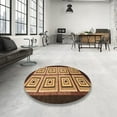 thumbnail image 3 of Ahgly Company Indoor Round Abstract Orange Abstract Area Rugs, 3' Round, 3 of 6