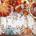 thumbnail image 5 of Fall Thanksgiving Placemats Set of 6, Watercolor Pumpkins Eucalyptus Leaves Heat Resistant Washable Linen Table Place Mats Party Holiday Decor for Home Kitchen Dining Outdoor Indoor, Blue Orange, 5 of 6