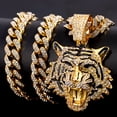 thumbnail image 2 of HipHop Tiger Pendant Necklace for Men Women Iced Out Cuban Link Chains Luxury Crystal Cuban CZ Stainless steel Necklaces Jewelry QHY, 2 of 2