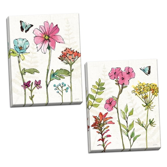 Gango Home Decor Shabby-Chic Simply Petals VI & VII by Anne Tavoletti (Ready to Hang); Two 11x14in Hand-Stretched Canvases
