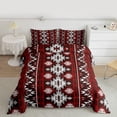 thumbnail image 2 of Homewish Rustic Western Aztec Bedding Comforter Set,Boho Geometric Triangle Twin Comforter Sets,Red Gray Bedding Set For Men Women,Super Cozy Room Decor Reversible,2pcs, 2 of 8