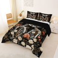thumbnail image 2 of Castle Fairy Gothic Skeleton Couple Queen Comforter Set 3 Pieces,Romantic Floral Rose Skull Comforter Sets Queen,Cream Blacks,1 Comforter and 2 Pillowcases,Black Reversible, 2 of 6
