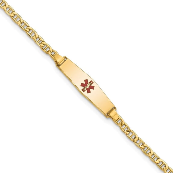 Auriga Fine Jewelry 14K Yellow Gold Semi-Solid Soft Anchor Id Bracelet 6 inch for Women(L- 6inch, W- 6mm)