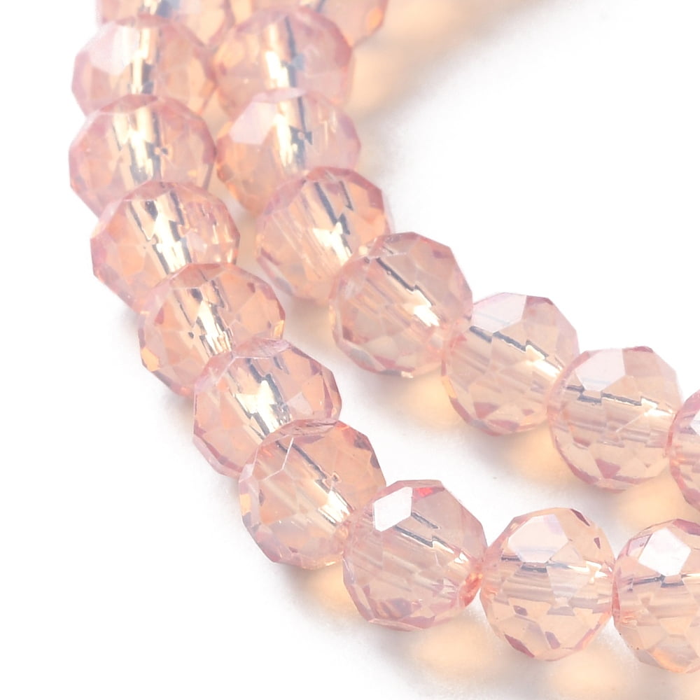 Baking Painted Transparent Glass Beads Strands Imitation Opalite Faceted Round Dark Salmon 6x5mm Hole: 1.3mm about 80~85pcs/strand 38~40cm
