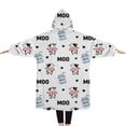 thumbnail image 2 of Oversized Wearable Blanket Hoodie,White Cow Moo Milk Pattern Sherpa Blanket Hoodie with Super Pockets,Super Warm Fuzzy Pullover for Women & Men, 2 of 6