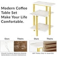 thumbnail image 3 of Cvortll Mid-Century Coffee Table Set of 3, Faux Marble Coffee Table And End Table Sets, 3 of 5