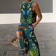 thumbnail image 4 of Conjunto de dos piezas con estampado Retro para mujer, Top corto holgado sin mangas, pantalones de pierna ancha, trajes elegantes de playa, verano, 2024, 4 of 5