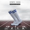 thumbnail image 4 of Calcetines Deportivos Tmvgtek Calcetín Largo Por Encima De La Rodilla Para Niño, Deporte, Fútbol, ​​Fútbol (Blanco + Raya Azul), 4 of 4