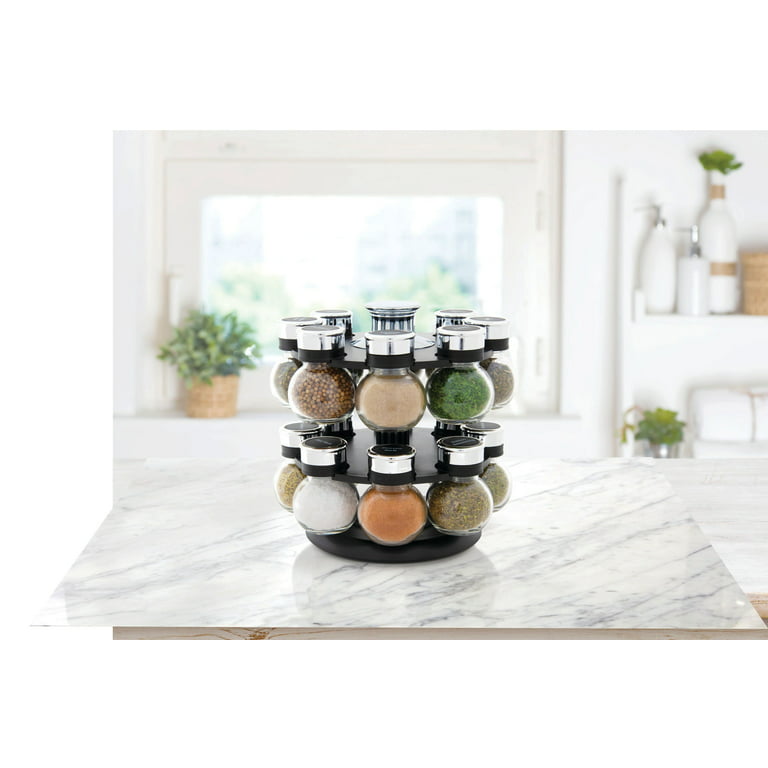 Kamenstein Duke 16-Jar Hanging Spice Rack with Pre-Filled Glass Jars and  Free Spice Refills for 5 Years 