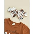 thumbnail image 6 of aturustex Infant Girl Tops + Shorts + Bow Headband Tassel Letter Cow / Camouflage / Rainbow Clothing, 6 of 9