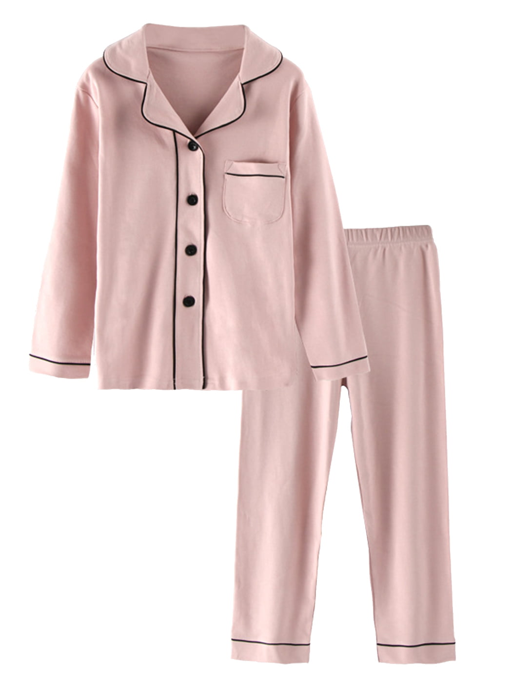 Womens Pajamas Set Long Sleeve Sleepwear Button Down Nightwear Soft Pj ...