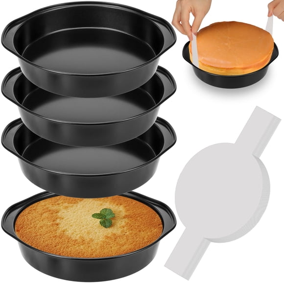 Moldes para tartas redondos AWTBDP de 8 pulgadas, paquete de 4 unidades, antiadherentes de acero al carbono