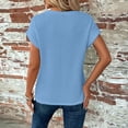 thumbnail image 5 of Women's Neck Twist Front T Shirts Cap Sleeve Waffle Knit Casual Tops, 5 of 8