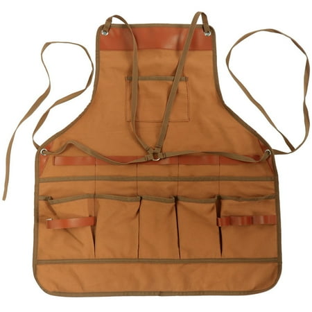 

Men Work Apron Canvas Apron with Adjustable Straps and Pockets for Grilling Cooking Camping BBQ