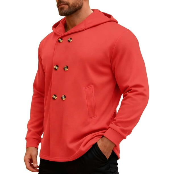Ceisia Men's Outdoor Sports Jacket Hooded Long Sleeve Winter Slim Fit with Button Gift with Pockets