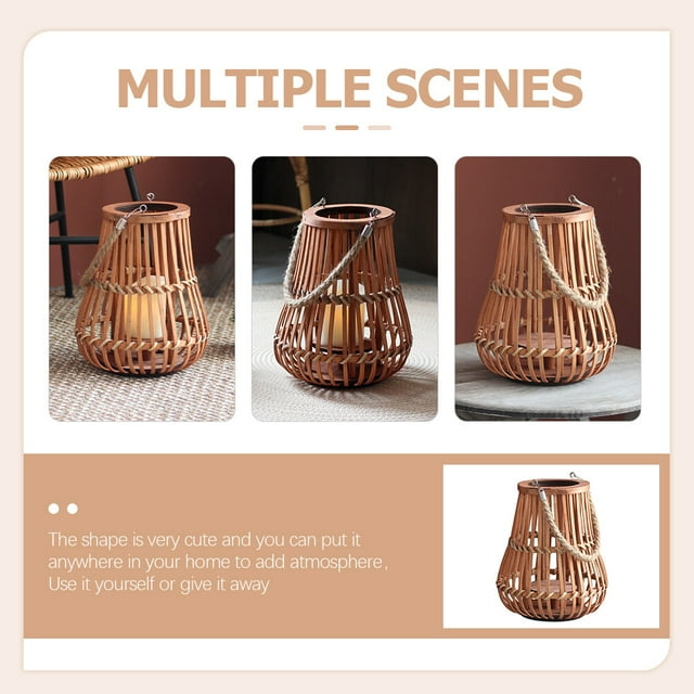unbranded De Bambú Con Asa Para Iluminación Y En Estilo Retro Chocolate