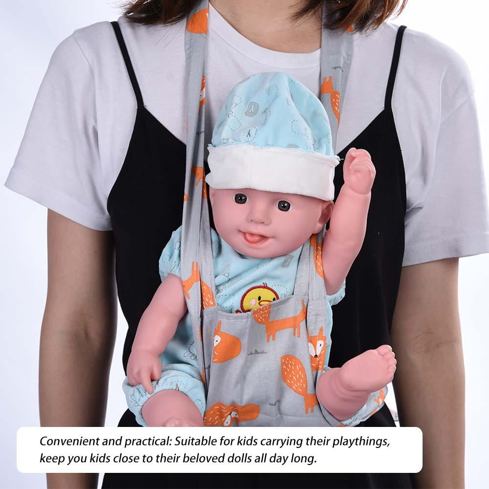 Fox Style Baby Doll Carrier Backpack Doll Accessories Cotton Front Back Shoulder Sling Kids Toy Carrier with Straps