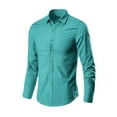thumbnail image 2 of ASFGIMUJ Men's Button Down Dress Shirt Long Sleeve Solid Color Business Casual Formal Tops Regular Fit Free Wedding Office Work Shirt Blouse with Pocket, 2 of 4