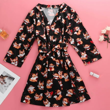 

Mrat Robes 2 Pieces Satin Sleepwear Sets Satin Silk Pajamas Ladies Nightdress Lingerie Robes Underwear Sleepwear Long-Sleeve T-Shirt Sleepwear