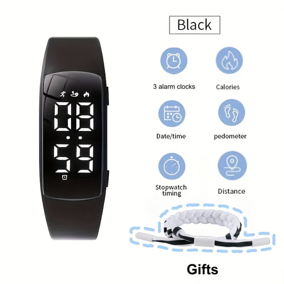 Non-Bluetooth Sports Watch Distance Tracking Watch (for Women and Men) Pedometer Calorie Counter Alarm Clock LED Fitness Watch High Quality Digital Wristwatch Holiday Birthday Gift
