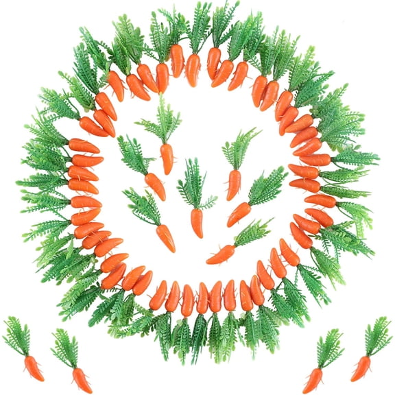 50 PCS Mini Easter Carrots, Artificial Mini Carrots Realistic Artificial Vegetable Ornaments for DIY Crafts Easter Party Home Decor Photo Props