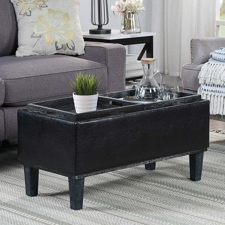 HomeStock Lakefront Luxury Storage Ottoman with Reversible Trays