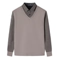 thumbnail image 2 of Men Clothing, Men's Fake-Two Pieces Pullover Sweaters Fleece Lined Long Sleeve Cozy 2025 Fall Winter Knitted Lapel Jumper Tops, 2 of 4
