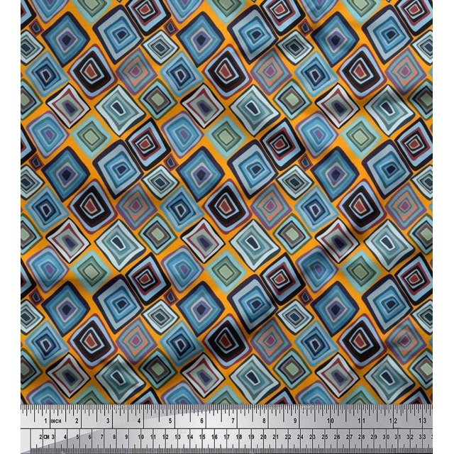 Soimoi Cotton Jersey Fabric Square Geometric Fabric Prints By Yard 58 Inch Wide