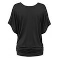 thumbnail image 4 of Hpapadks Plus Size Tops for Women Plus Size V Neck Batwing Sleeve Loose Fold Hem Solid Tshirt Tshirts Shirts for Women Black L, 4 of 4