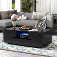 thumbnail image 3 of Tcbosik Modern Coffee Table with LED Lights, 47.2" Center Table with Drawer, Shelf and 2 Doors for Living Room, Easy Assembly, Black, 3 of 10