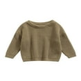 thumbnail image 1 of Infant Baby Girl Boy Knit Sweater Solid Color Oversized Crewneck Warm Pullover Sweatshrit Fall Winter Tops, 1 of 6