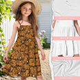 thumbnail image 6 of Uourmeti Girls Capybara Floral Print Sundress Summer Spaghetti Strap Midi Dress Soft A Line Swing Tiered Dress for Kids Cartoon Capybara Clothes, 6 of 6