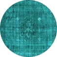 thumbnail image 1 of Ahgly Company Indoor Round Oriental Light Blue Industrial Area Rugs, 4' Round, 1 of 4