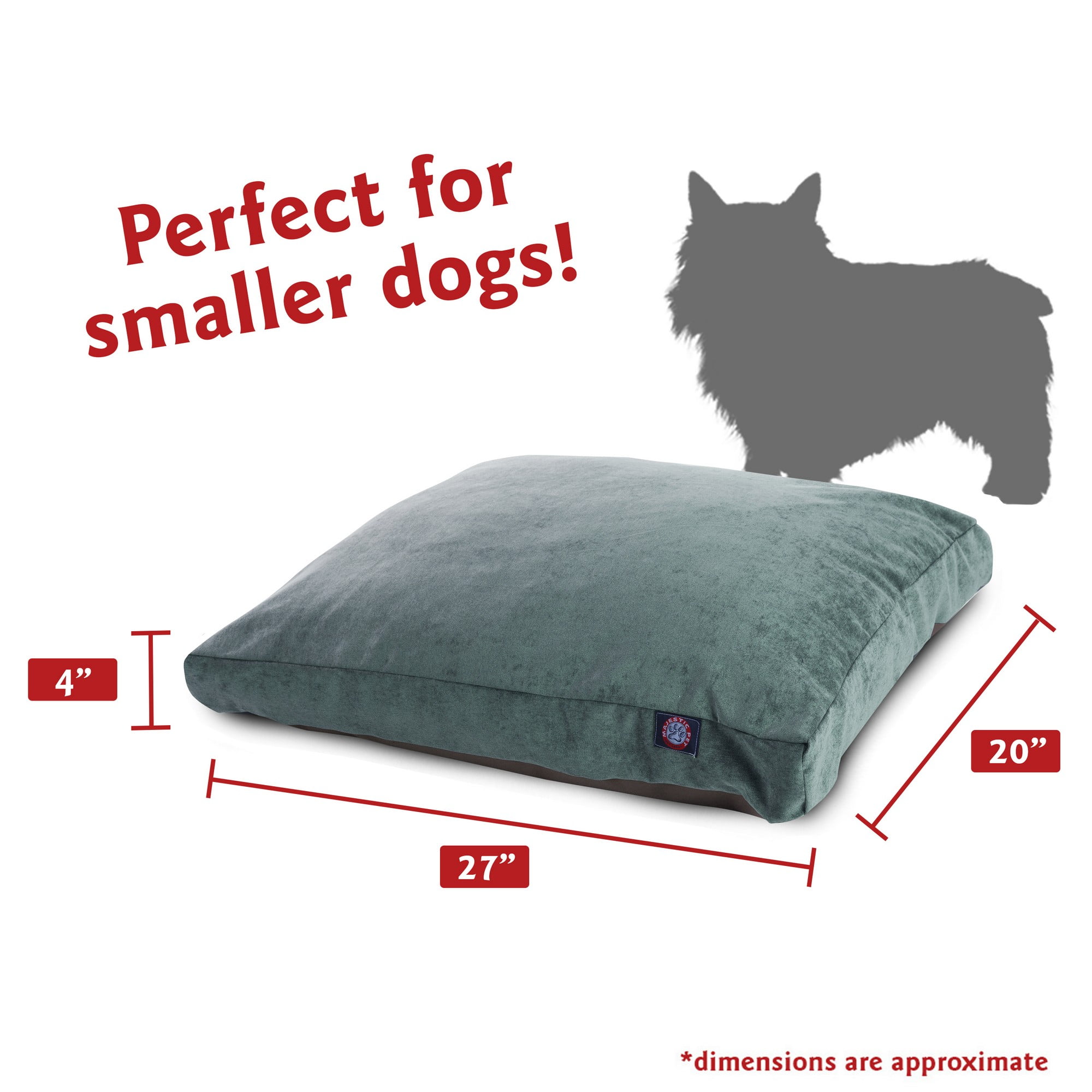 Majestic Pet | Villa Velvet Shredded Memory Foam Rectangle Pet Bed For Dogs, Removable Cover, Azure, Small