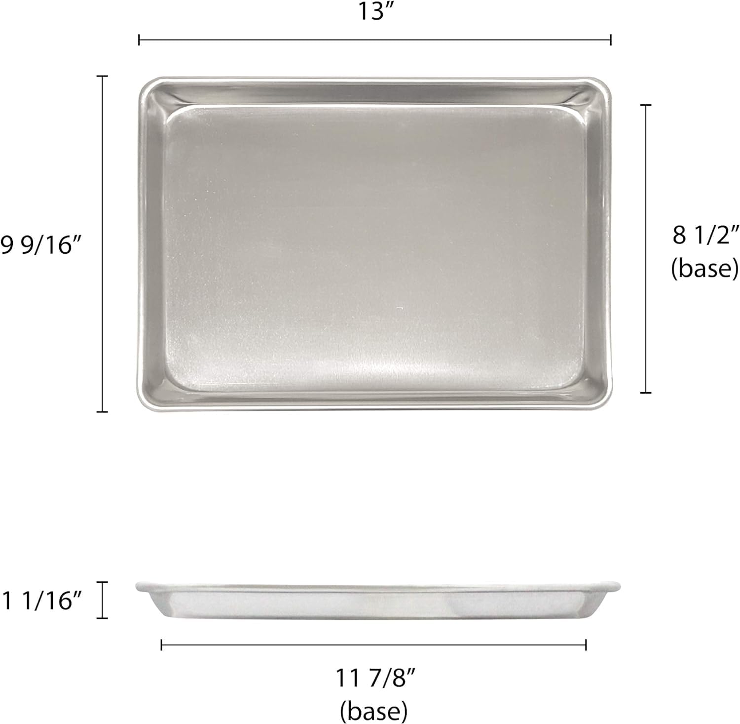 TrueCraftware- Set of 2 Aluminum Quarter Size Sheet Pan 9-1/2" x 13" Baking Sheets 18 Gauge -Oven Safe Baking Pan Baking Tray Cookie Sheet Oven Perfect for Baking Roasting and More
